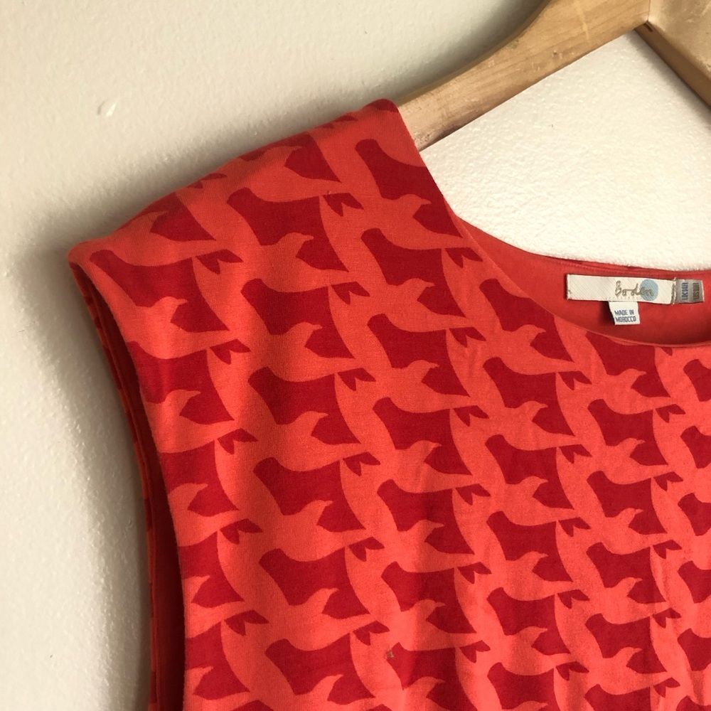 Boden Ledbury Red Dove Print Knee Length Sleeveless Dress US 10 - Picture 4 of 6